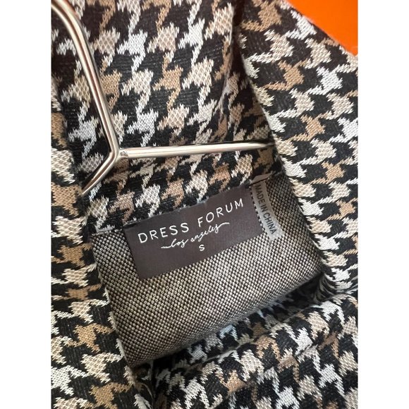 Dress Forum Jacket Women Small Black Tan Houndstooth Button Double Breasted - Picture 6 of 6